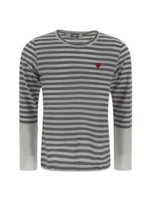 Comme des Garons Play Striped Crewneck T-Shirt