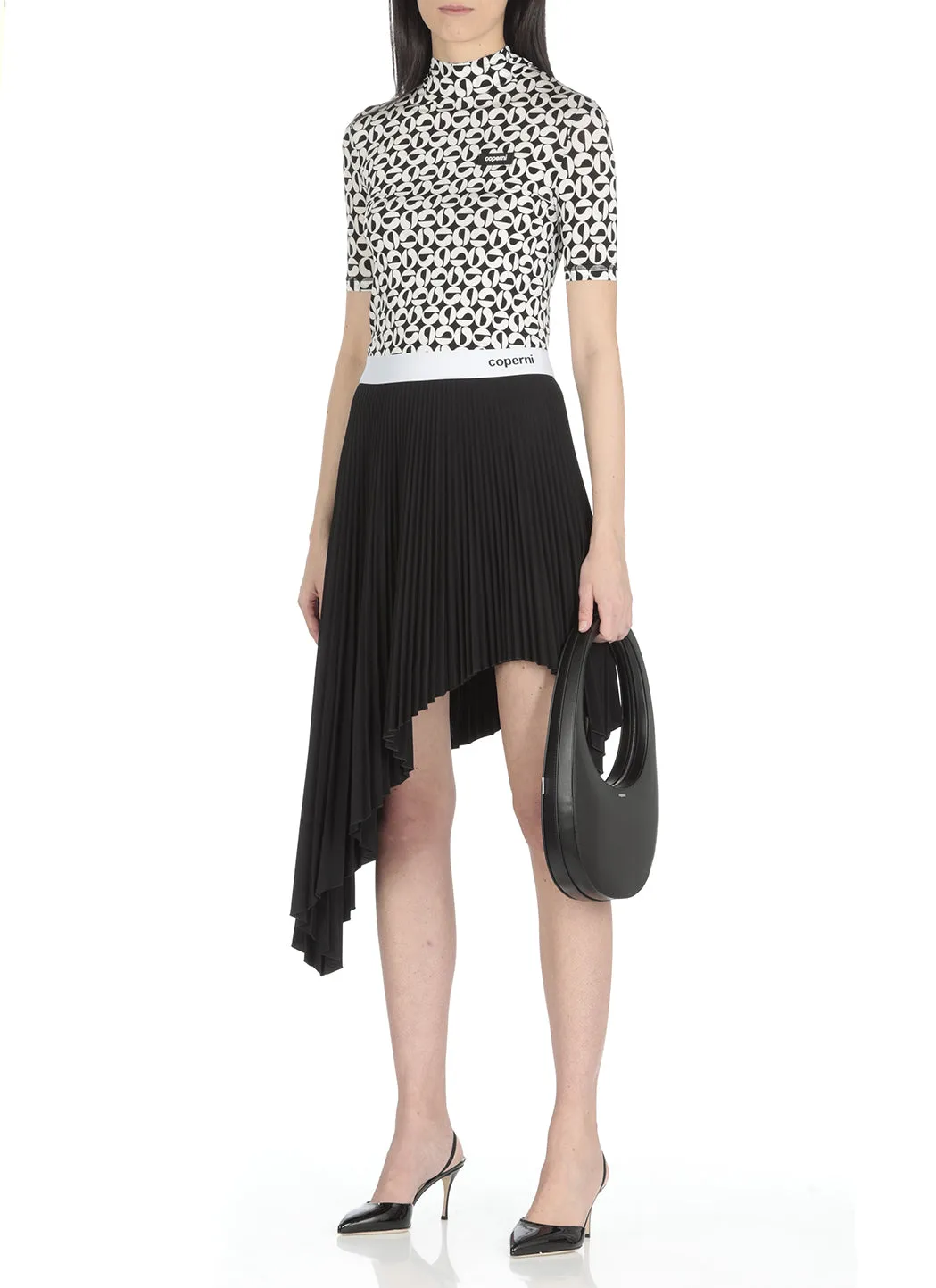 Coperni Logo Waistband Asymmetric Pleated Skirt