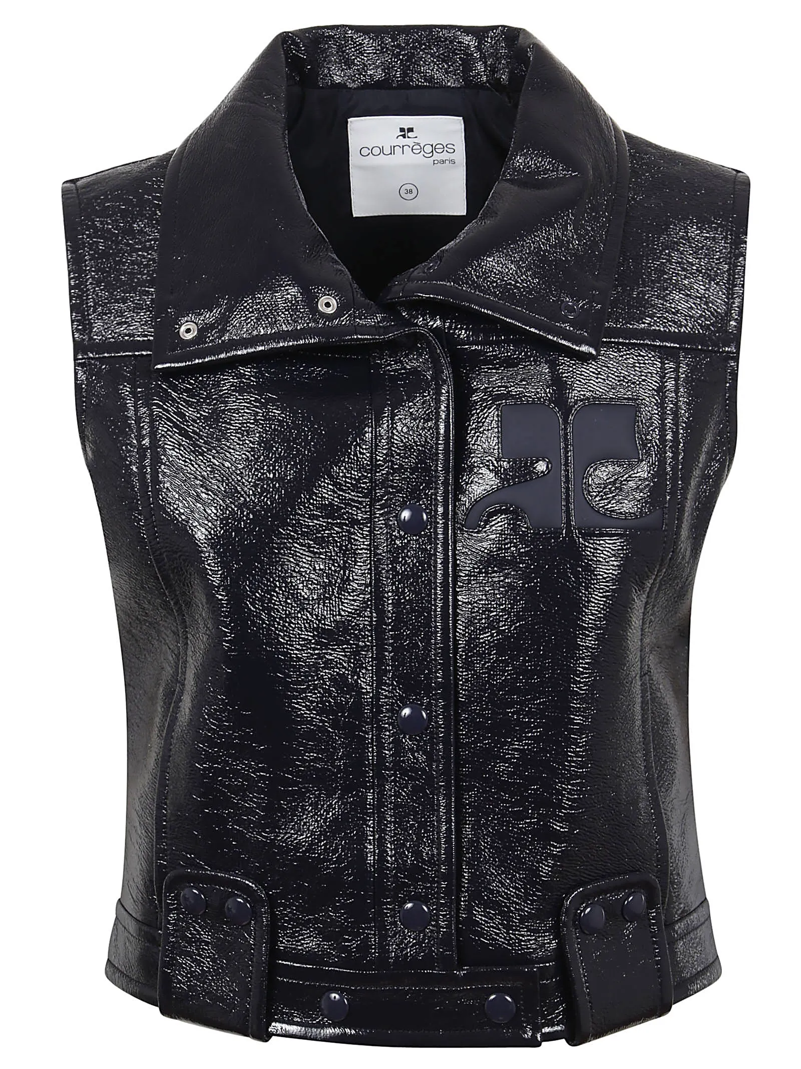 Courrges Buttoned Sleeveless Cropped Jacket