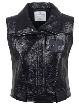 Courrges Buttoned Sleeveless Cropped Jacket