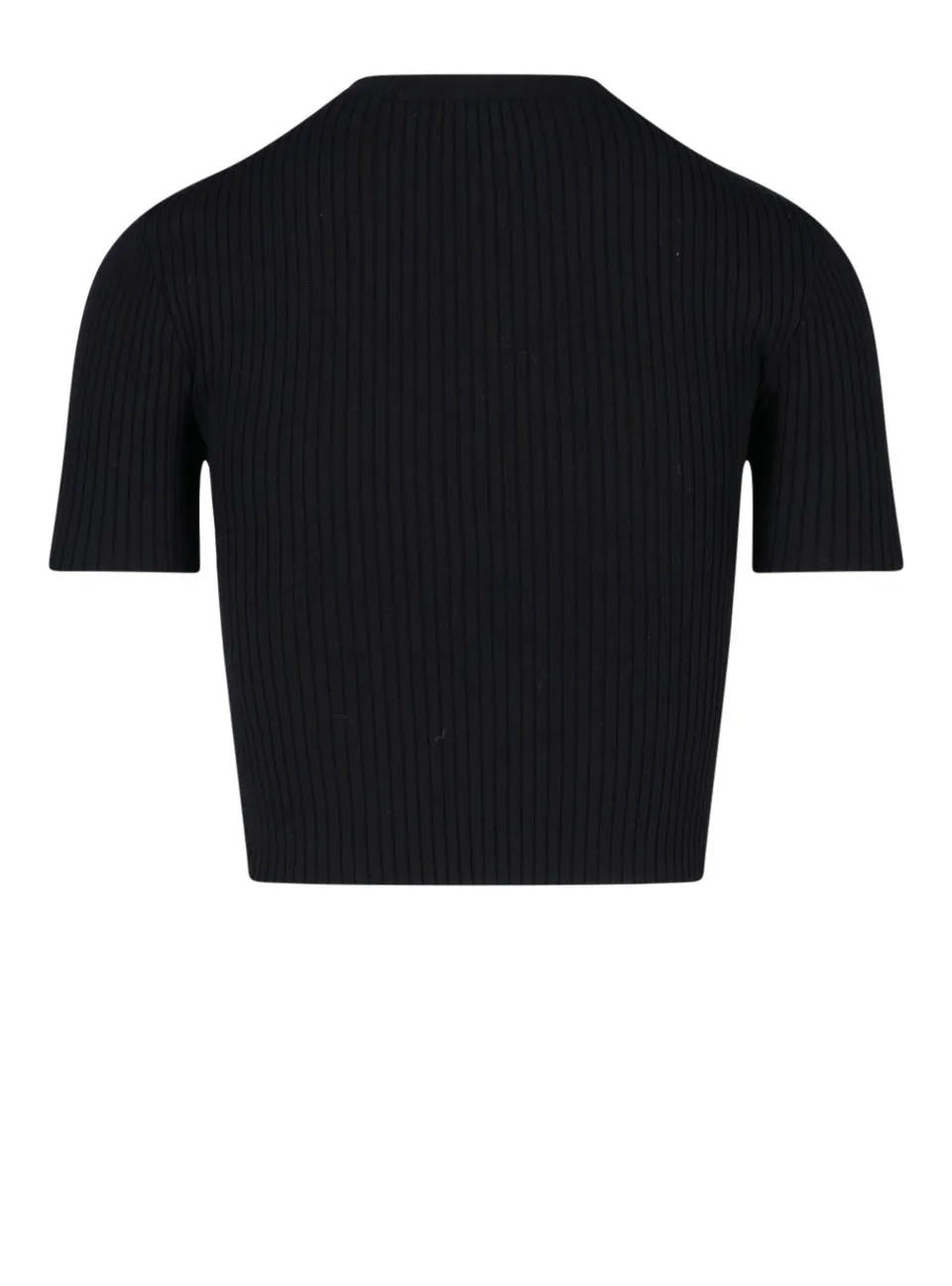 Courrges Logo Detailed Ribbed-Knit Cropped Top