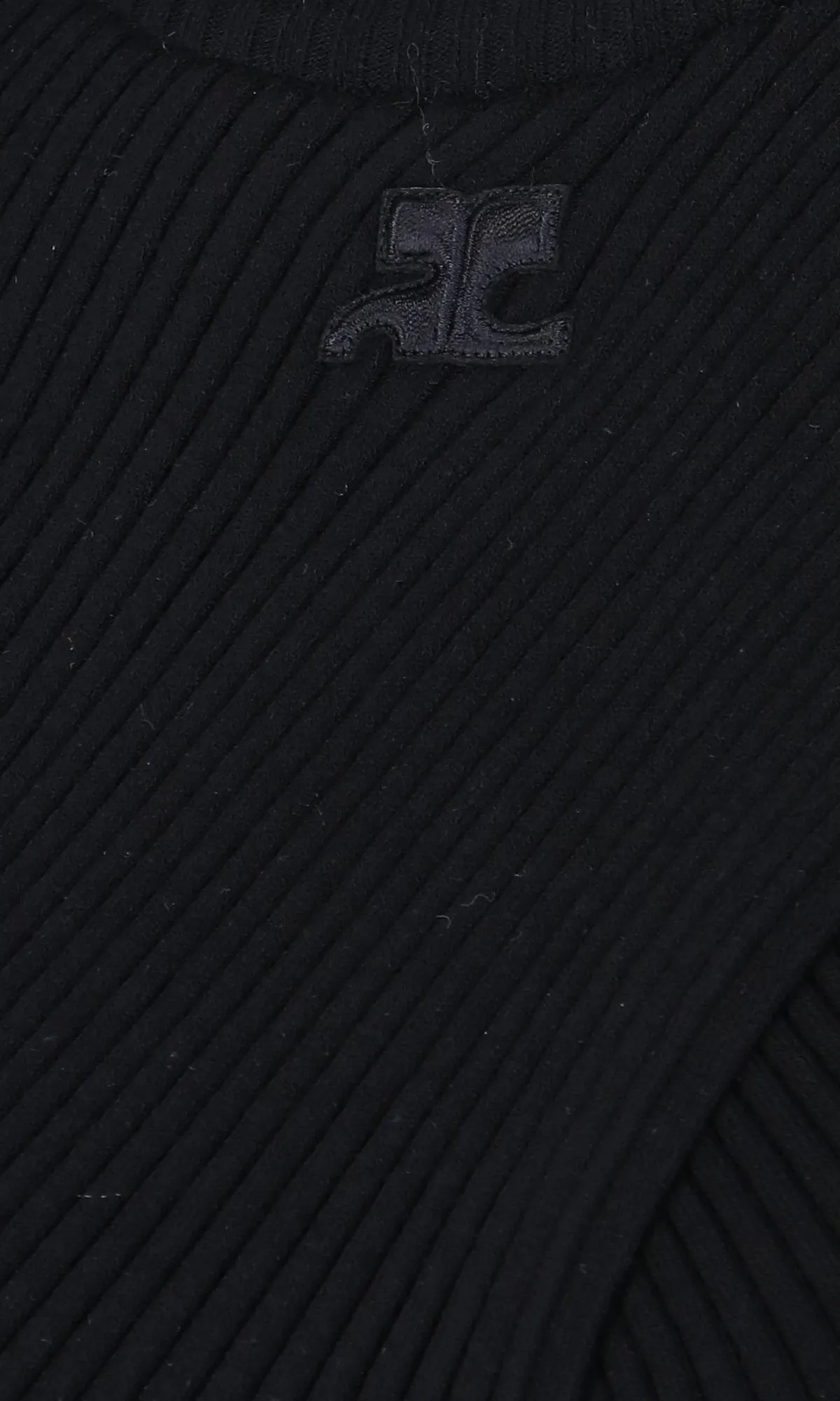 Courrges Logo Detailed Ribbed-Knit Cropped Top