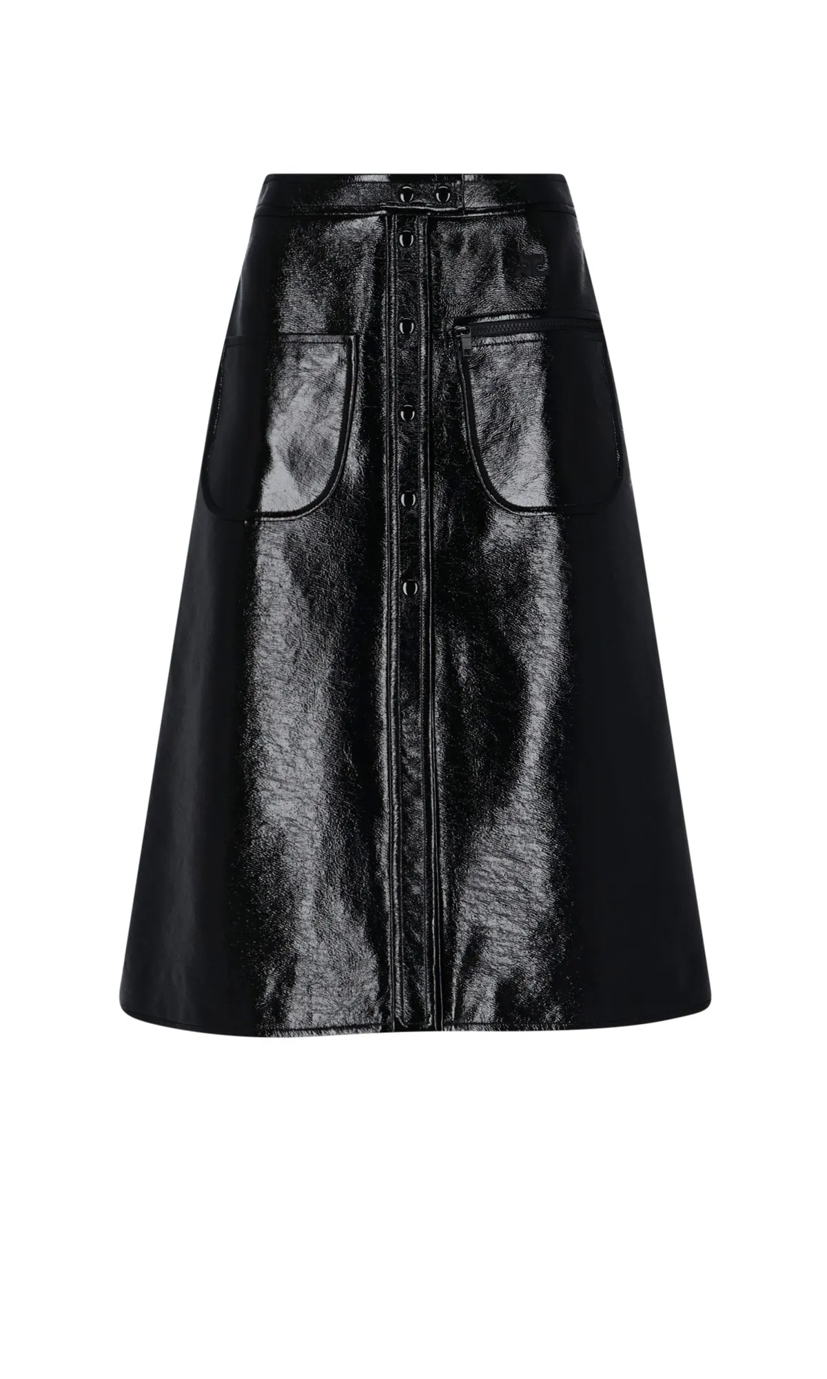 Courrges Mid Rise A-Line Midi Skirt