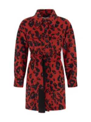 Diane von Furstenberg Leopard Printed Tied-Waist Coat