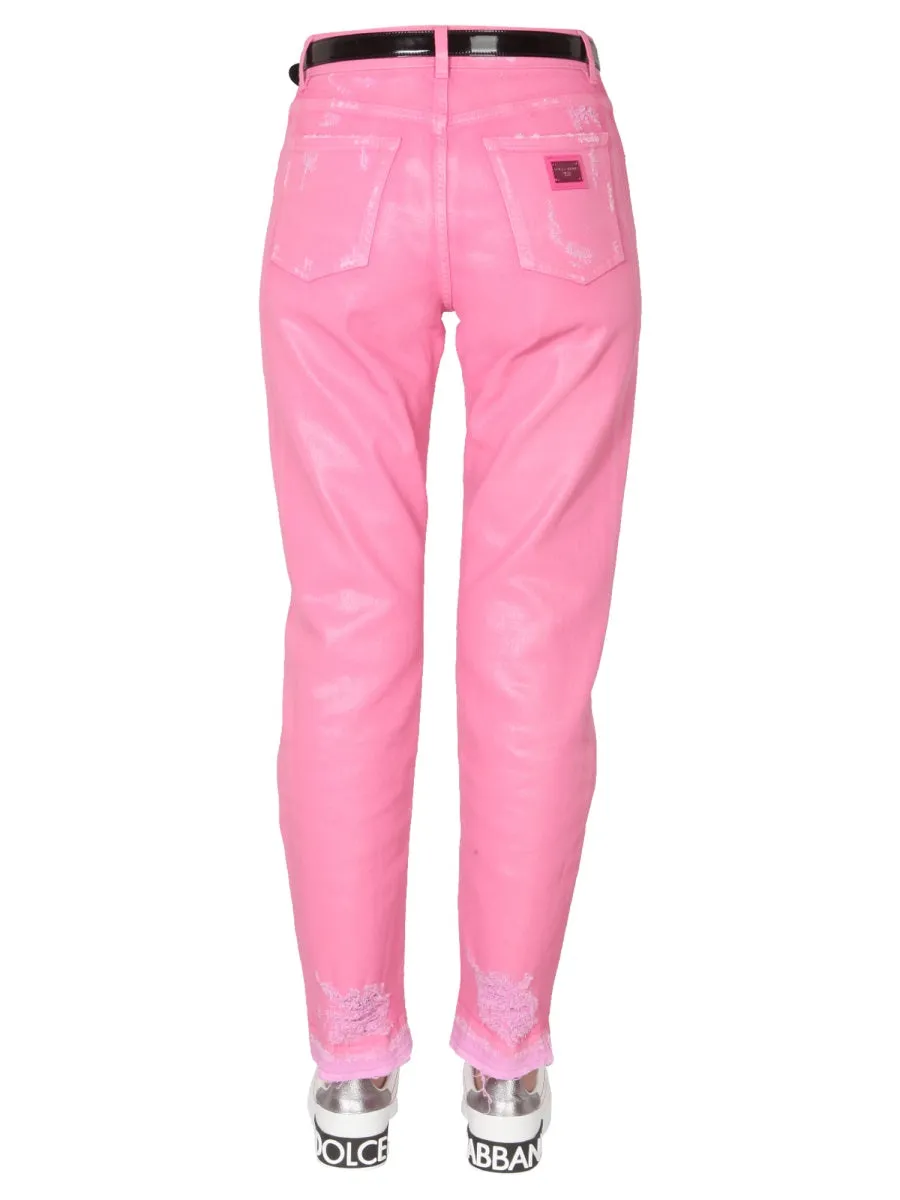 Dolce & Gabbana Coated Denim Loose Jeans