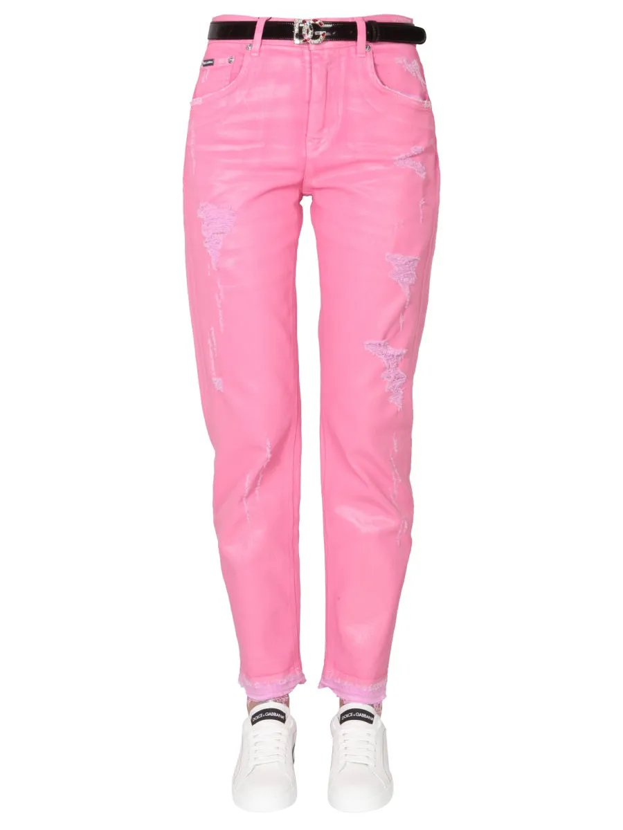 Dolce & Gabbana Coated Denim Loose Jeans