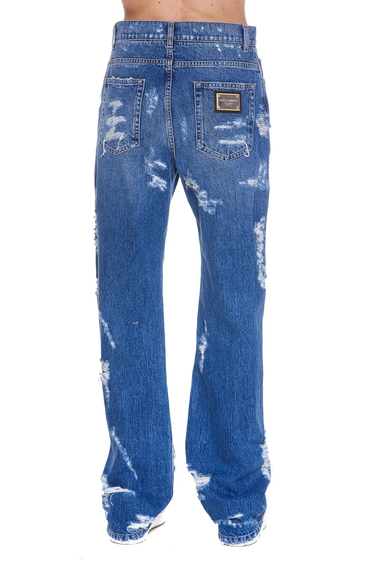 Dolce & Gabbana Distressed Straight Leg Jeans