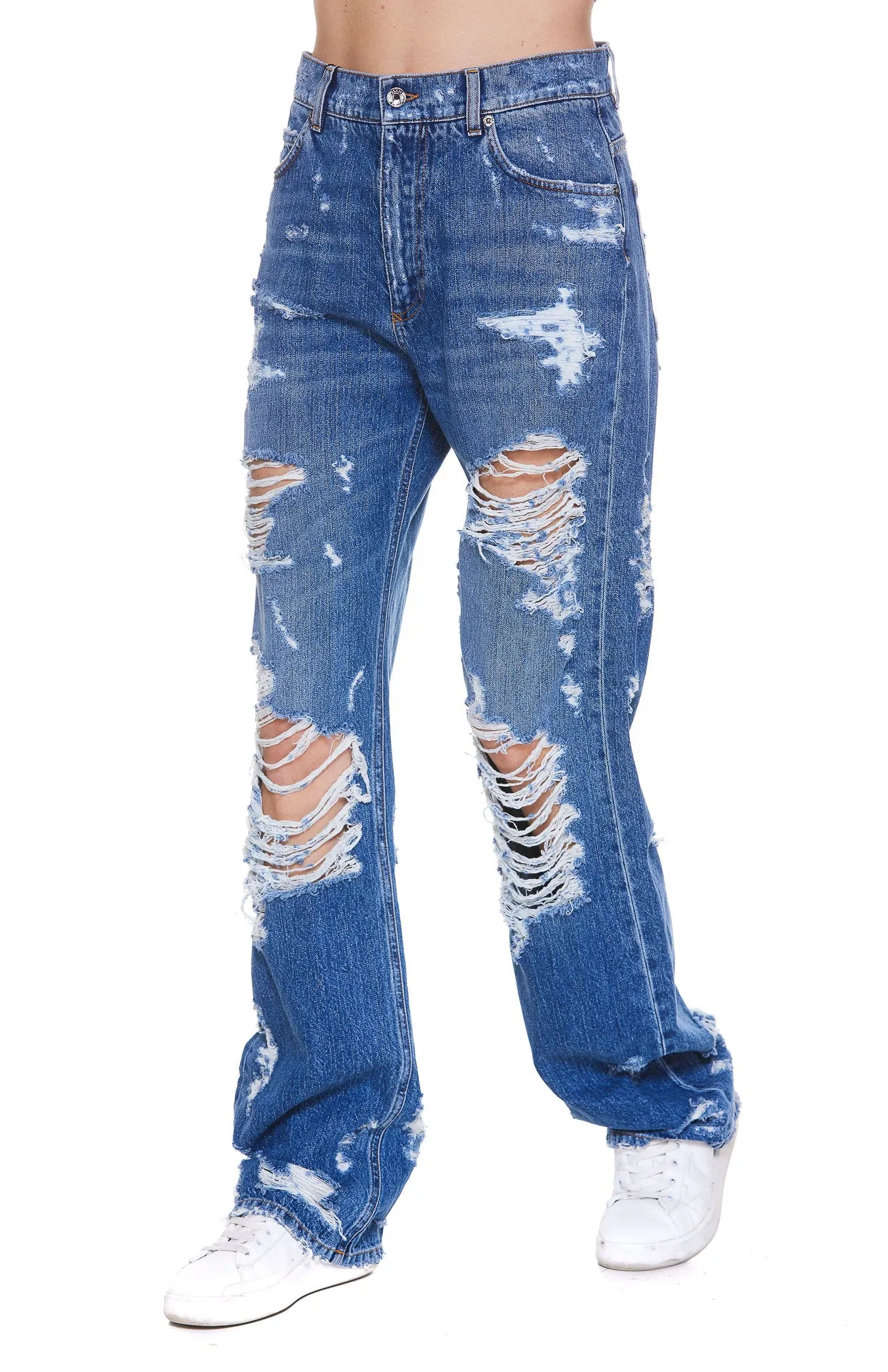 Dolce & Gabbana Distressed Straight Leg Jeans