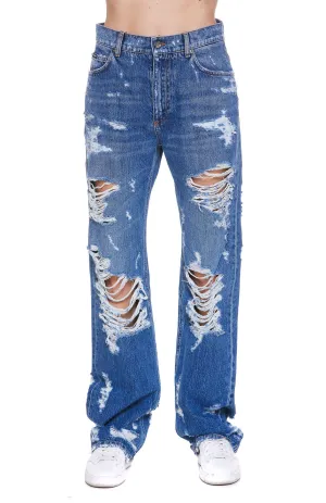Dolce & Gabbana Distressed Straight Leg Jeans
