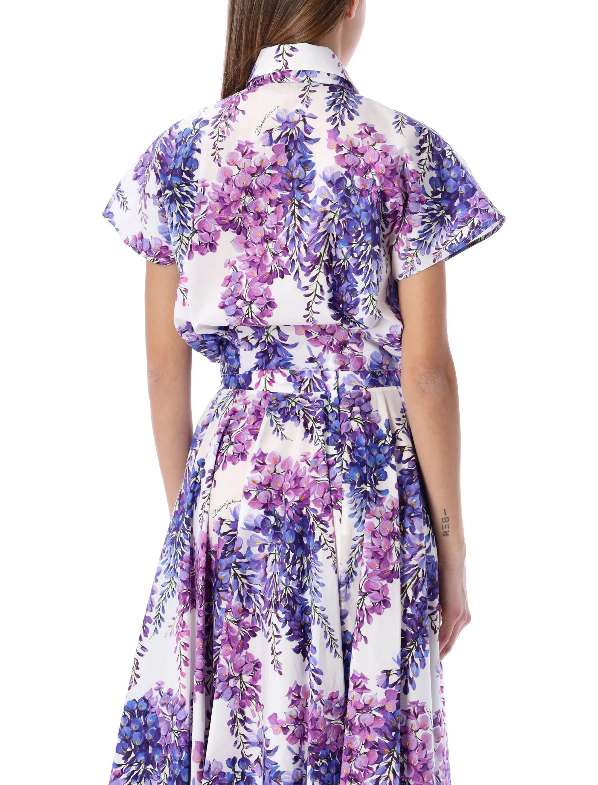 Dolce & Gabbana Floral Print Short-Sleeved Cropped Shirt