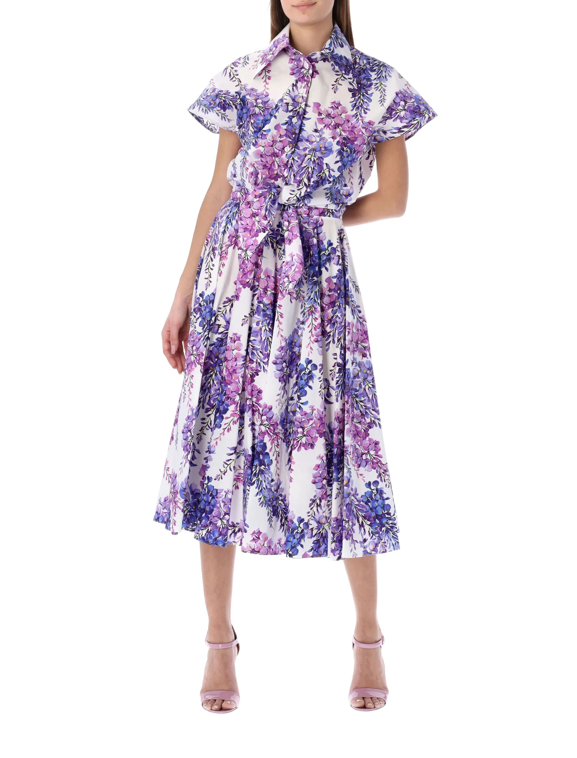 Dolce & Gabbana Floral Print Short-Sleeved Cropped Shirt