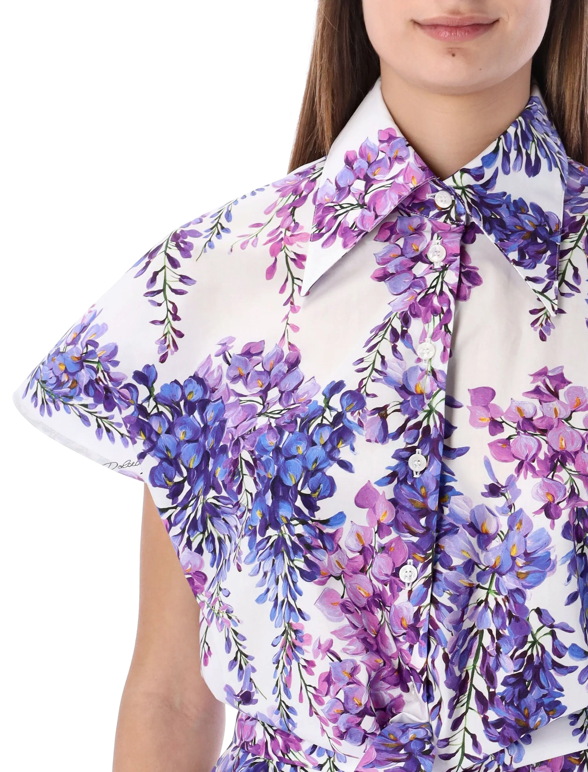 Dolce & Gabbana Floral Print Short-Sleeved Cropped Shirt