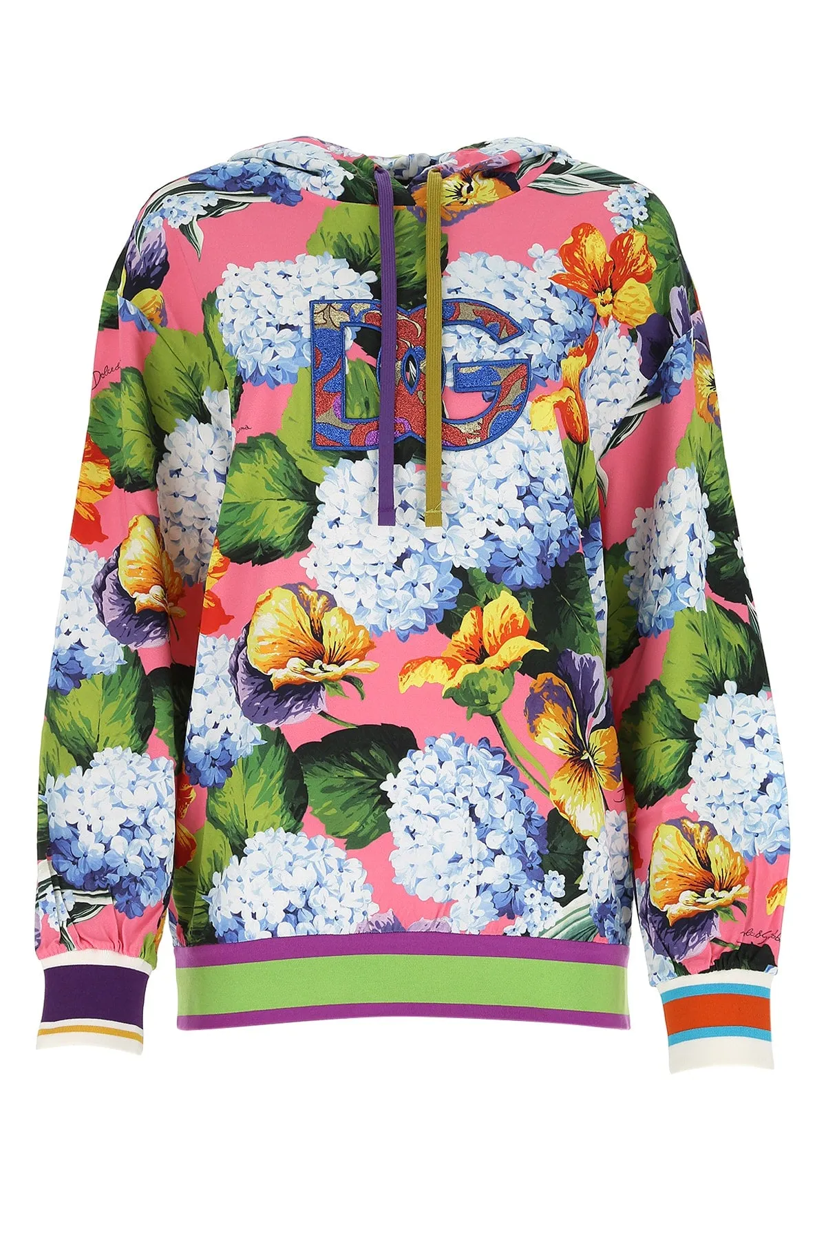 Dolce & Gabbana Floral Printed Drawstring Hoodie