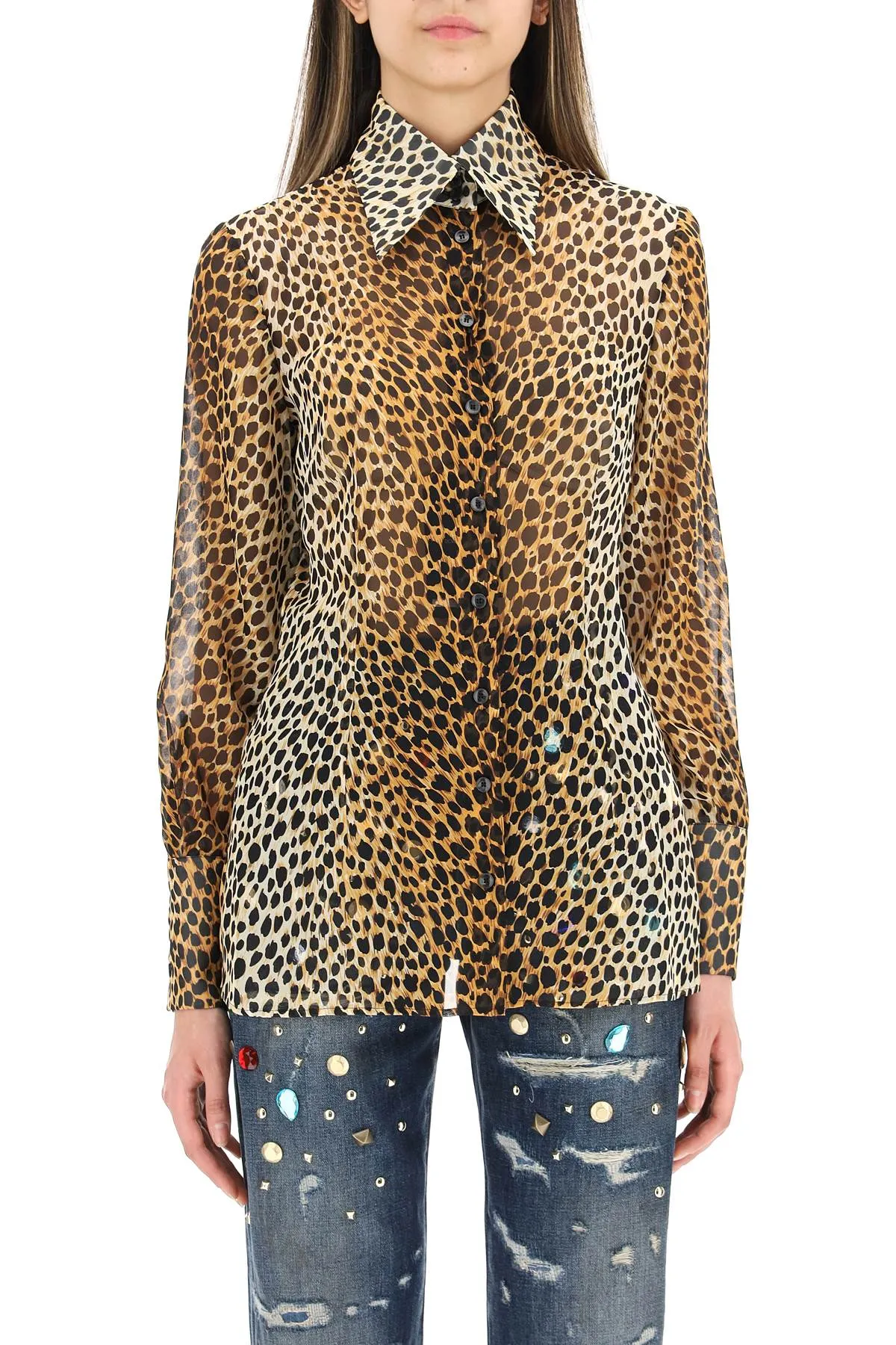 Dolce & Gabbana Leopard Printed Buttoned Shirt