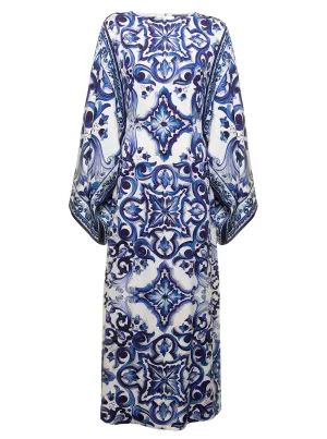 Dolce & Gabbana Majolica Print Wide Sleeves Dress