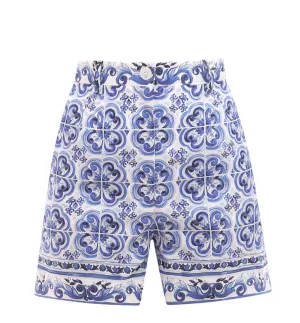 Dolce & Gabbana Majolica Printed Button Detailed Shorts