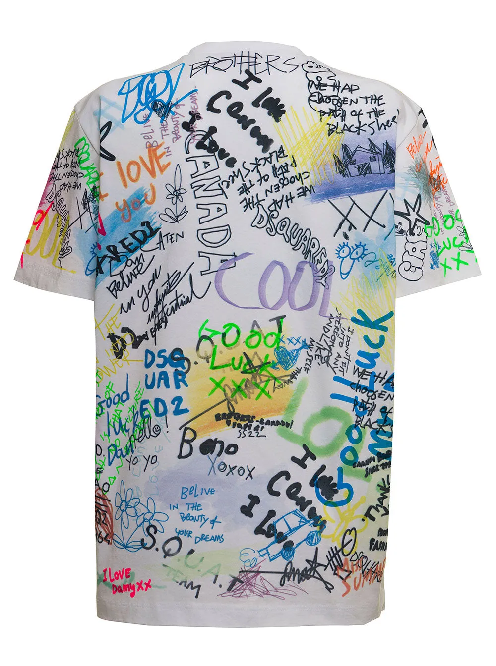 Dsquared2 Allover Graffiti Printed Crewneck T-Shirt