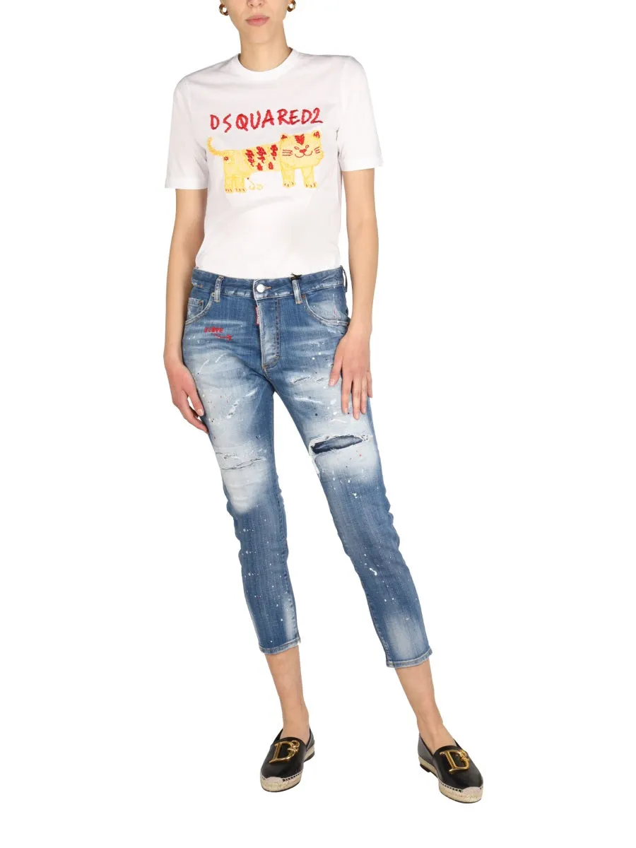 Dsquared2 Distressed Cropped Jeans