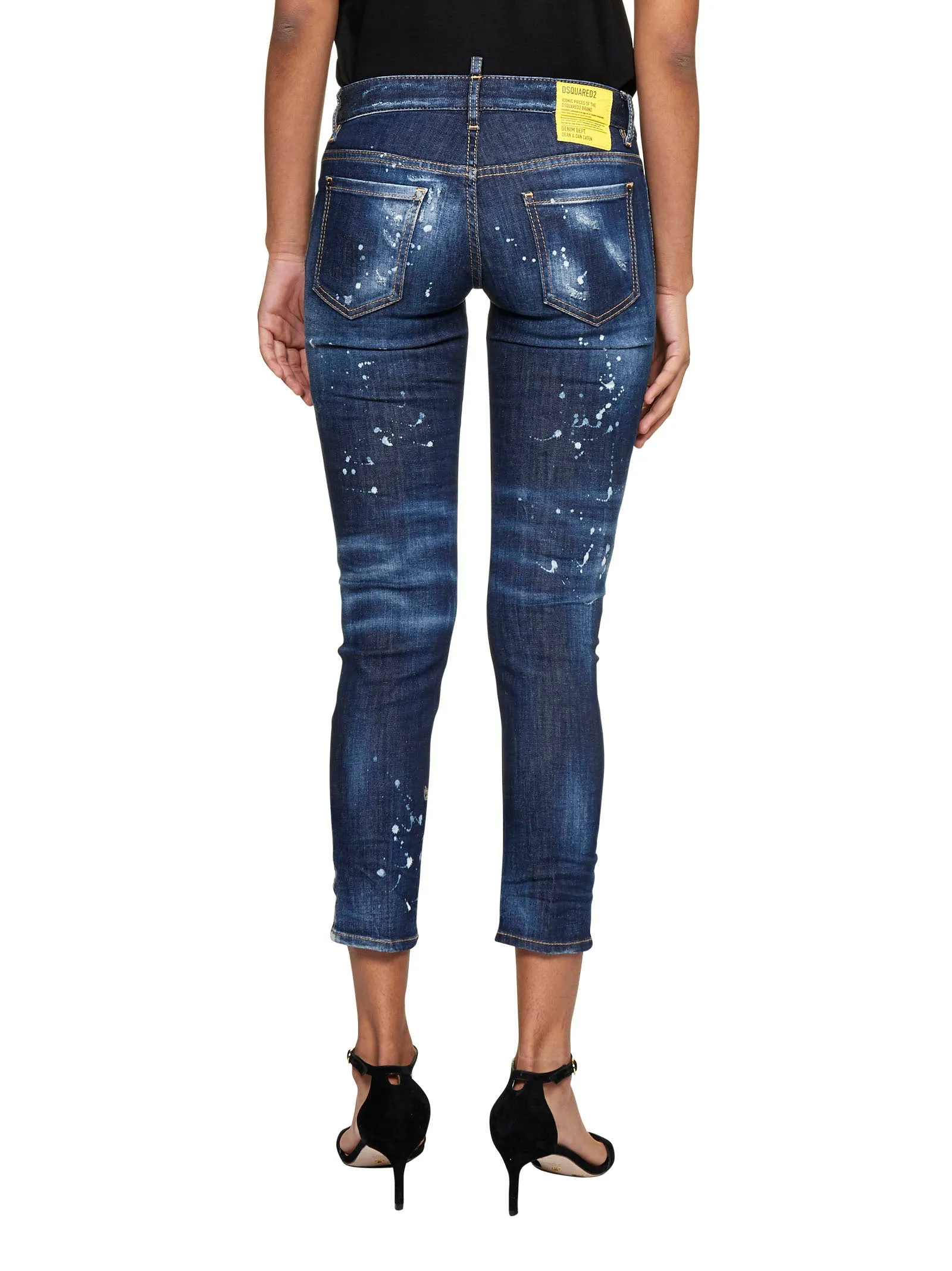 Dsquared2 Distressed Paint Splatter Cropped Jeans