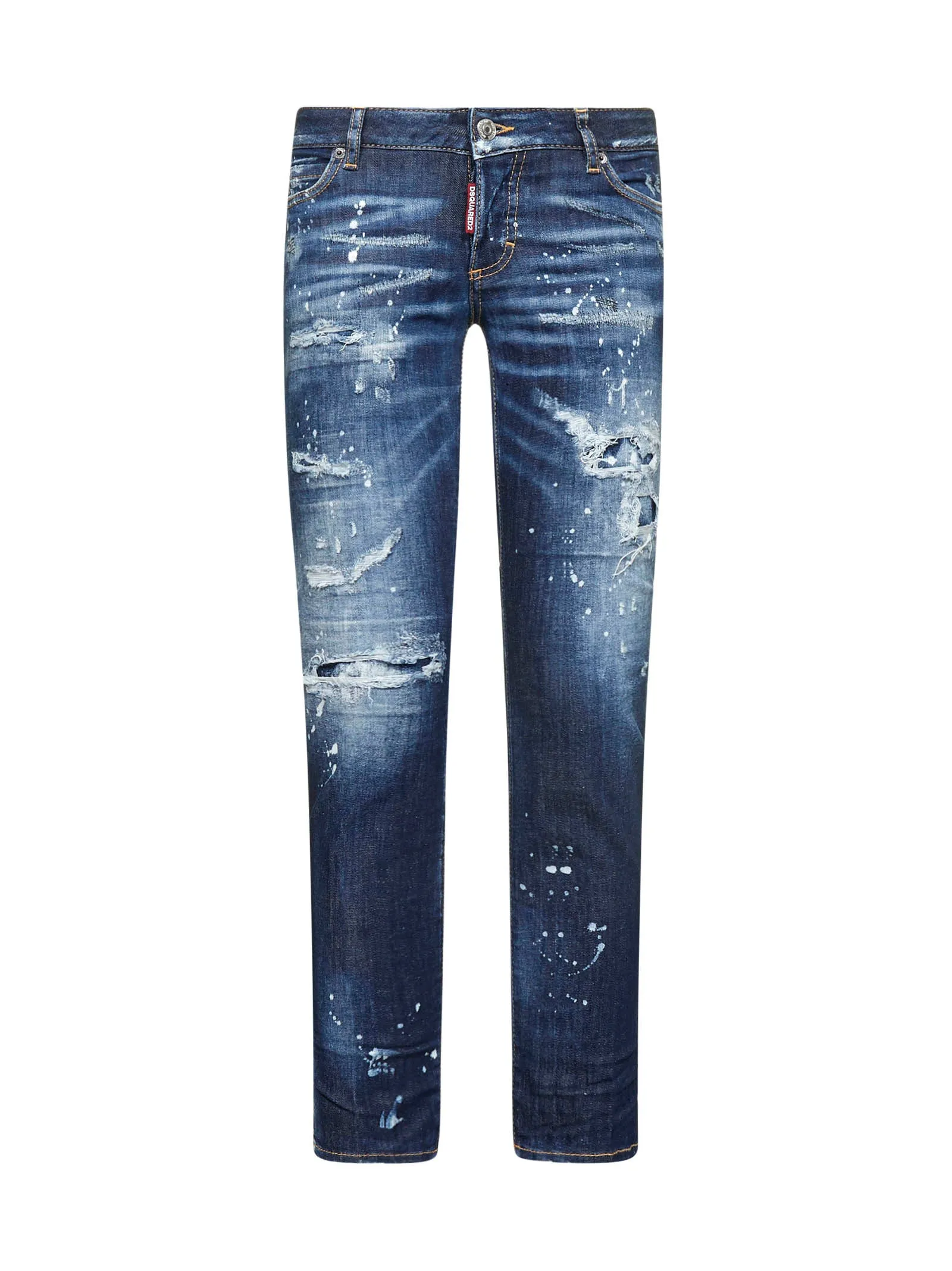 Dsquared2 Distressed Paint Splatter Cropped Jeans