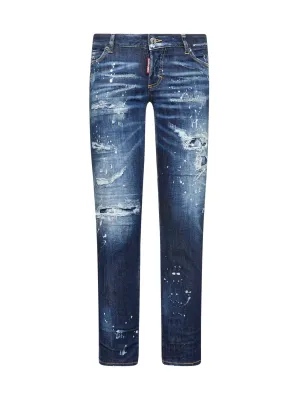Dsquared2 Distressed Paint Splatter Cropped Jeans