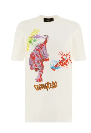 Dsquared2 Doodle Tiger Graphic Printed T-Shirt