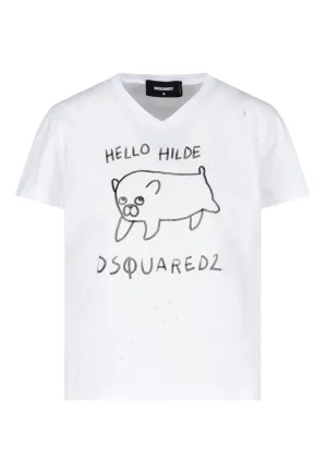 Dsquared2 Graphic Print V-Neck T-Shirt