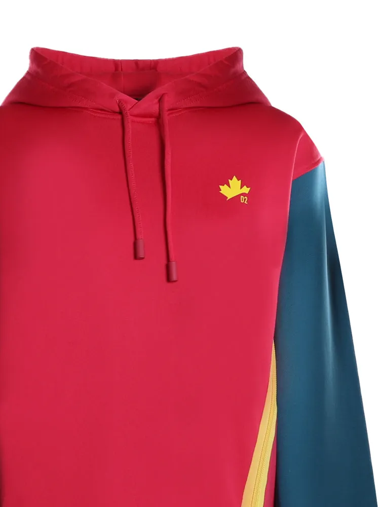 Dsquared2 Logo Detailed Colour Block Drawstring Hoodie