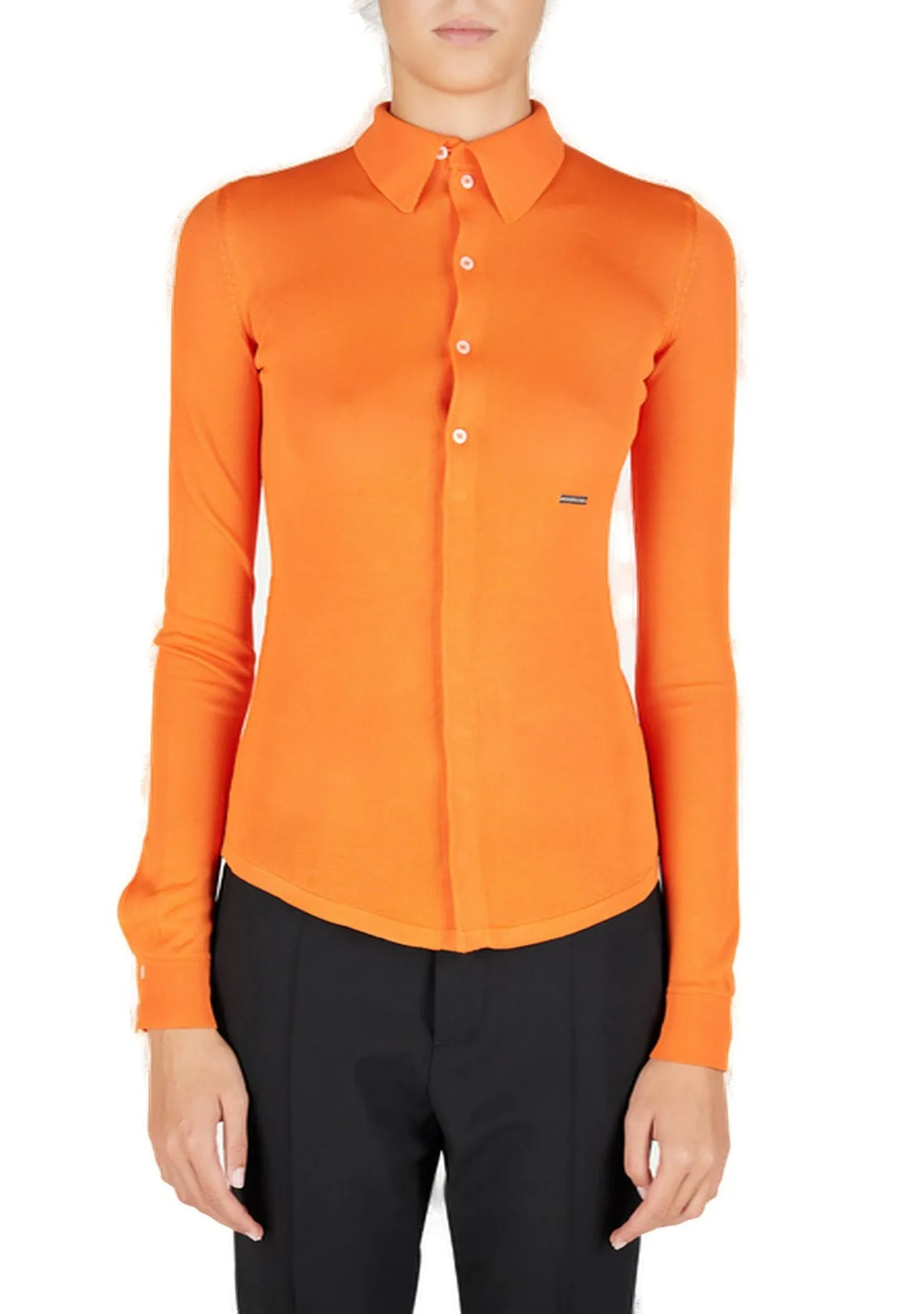 Dsquared2 Logo Plaque Long Sleeved Polo Shirt