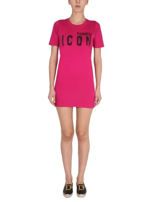 Dsquared2 Logo Printed Crewneck Mini T-Shirt Dress