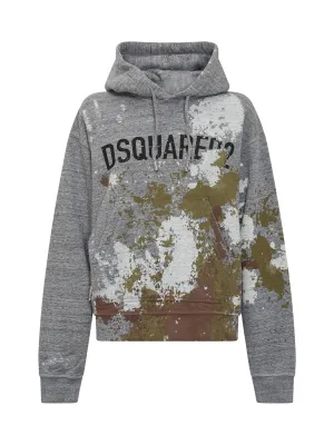 Dsquared2 Paint Splatter Logo Printed Hoodie