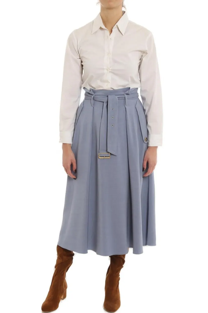 Elisabetta Franchi Belt Waisted Midi Skirt