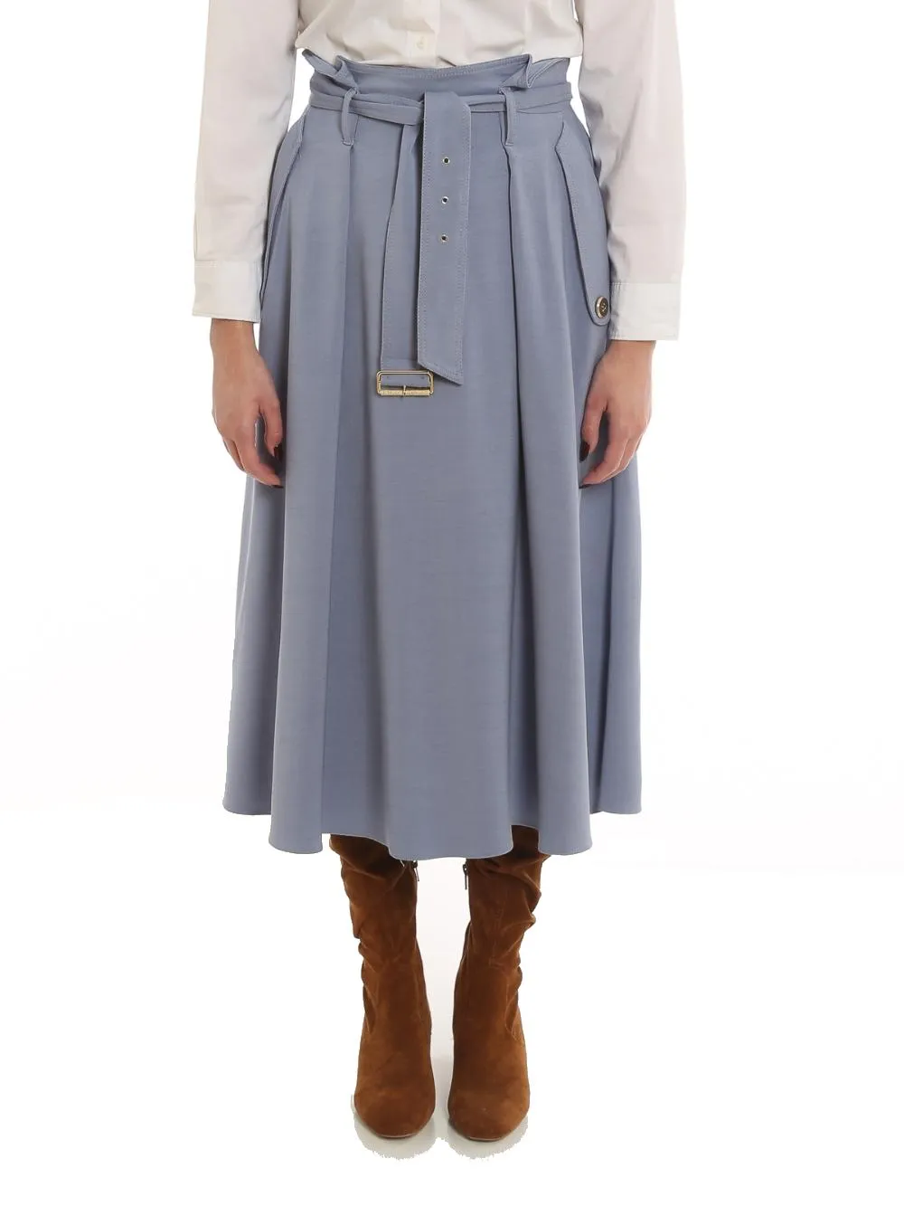 Elisabetta Franchi Belt Waisted Midi Skirt