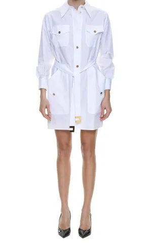 Elisabetta Franchi Buttoned Belted Mini Shirt Dress