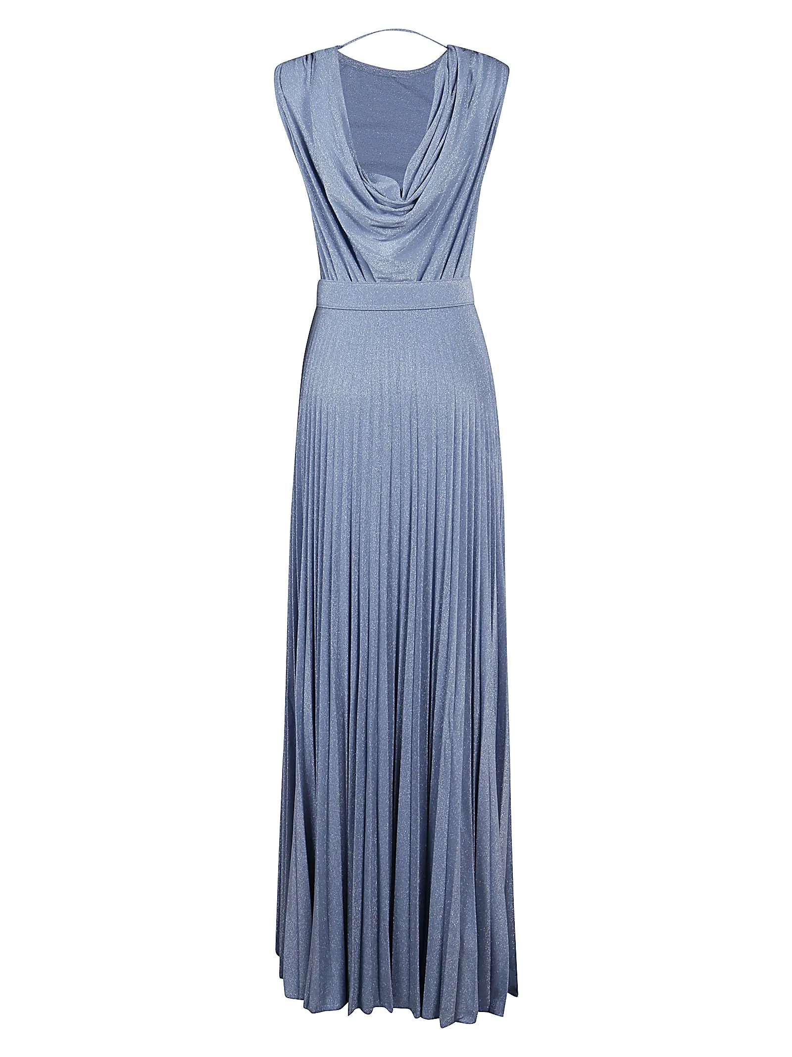 Elisabetta Franchi Cowl Neck Pleated Maxi Dress