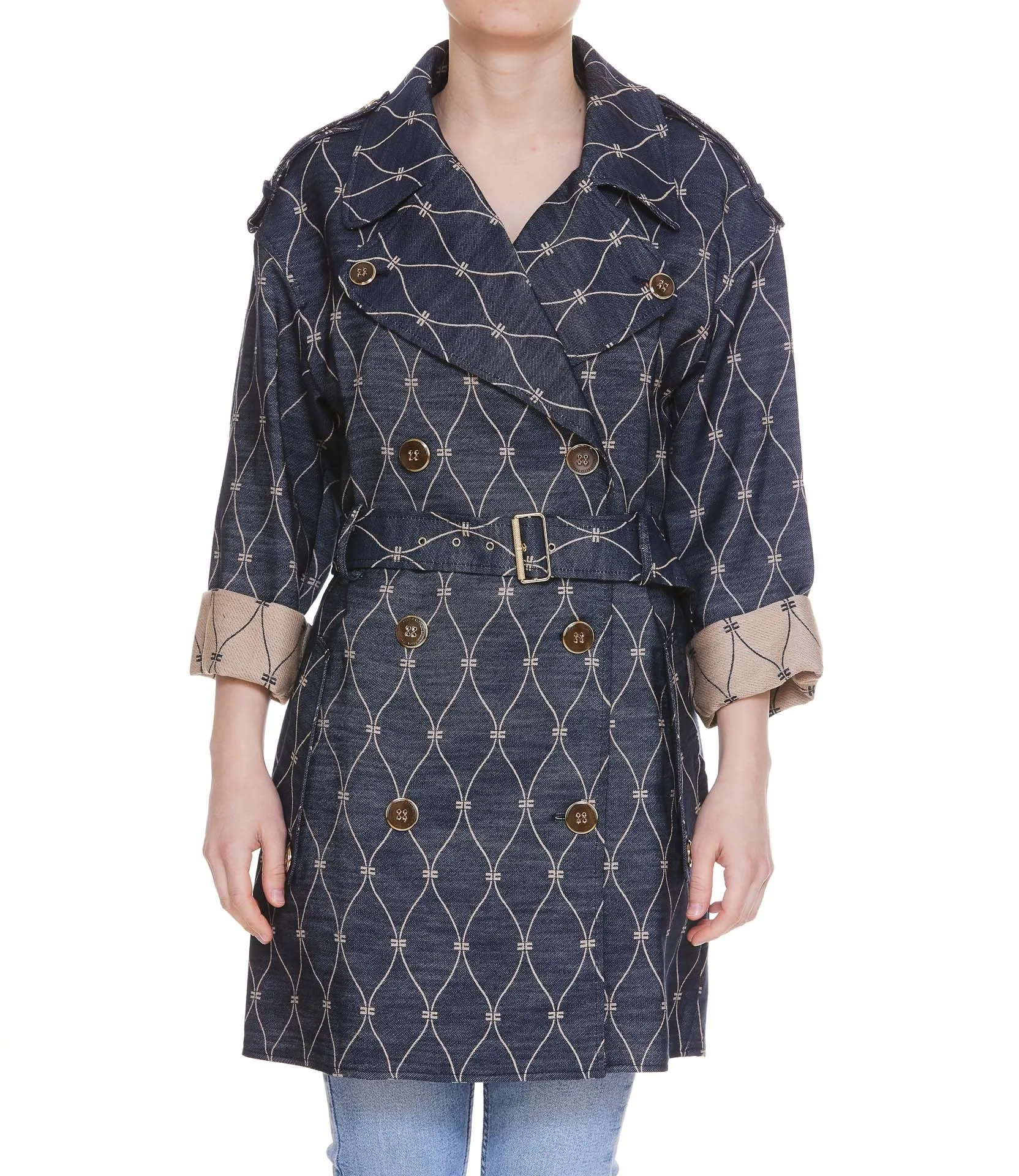 Elisabetta Franchi Double-Breasted Belted Coat