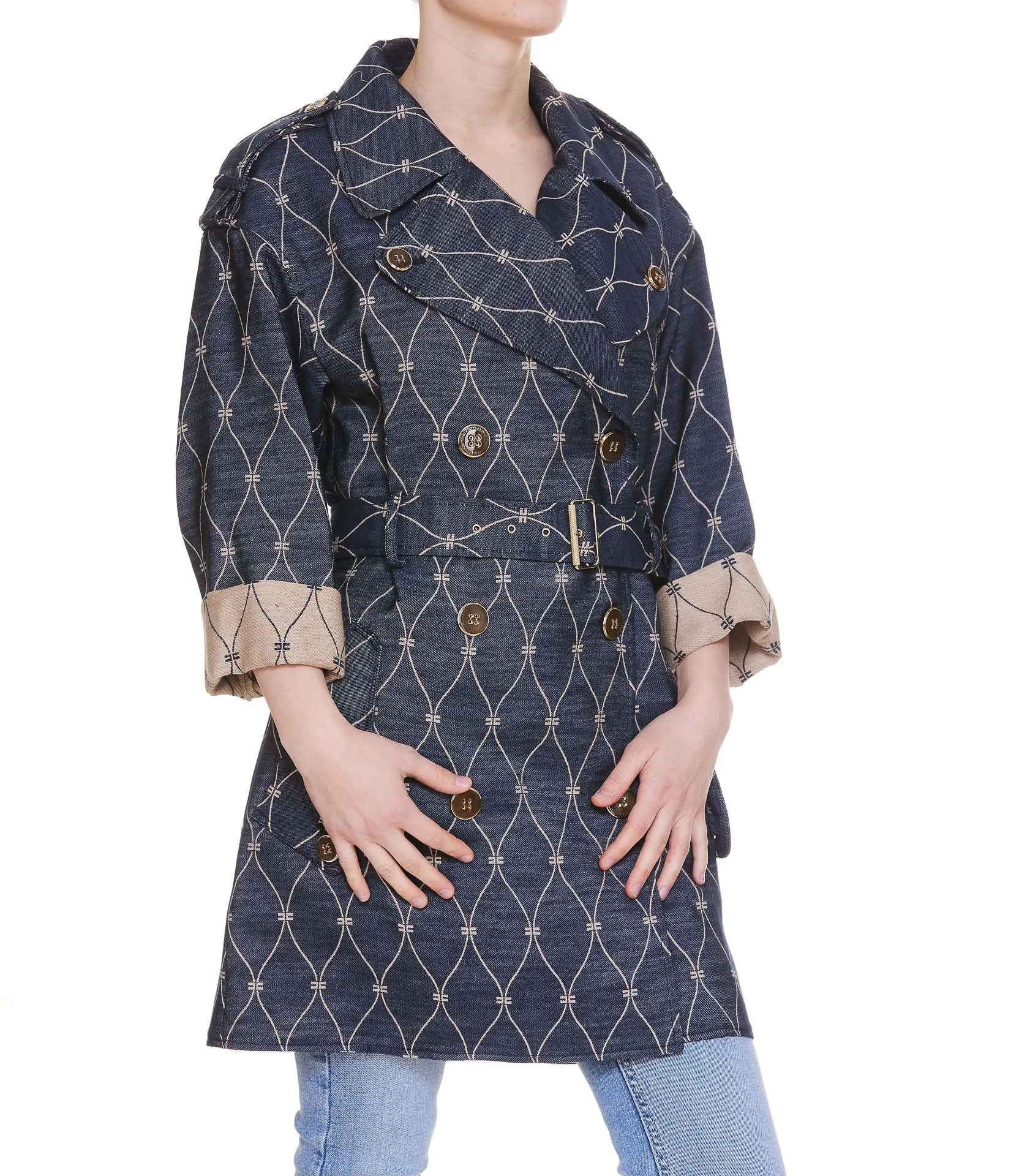 Elisabetta Franchi Double-Breasted Belted Coat