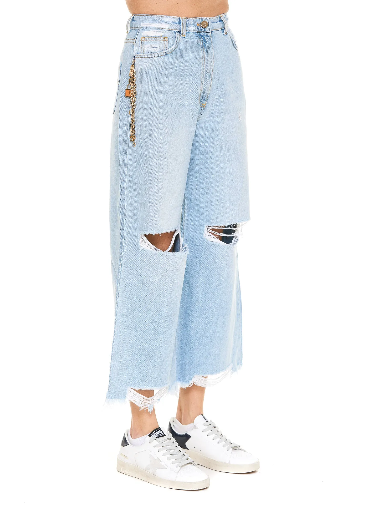 Elisabetta Franchi High-Waisted Distressed Jeans