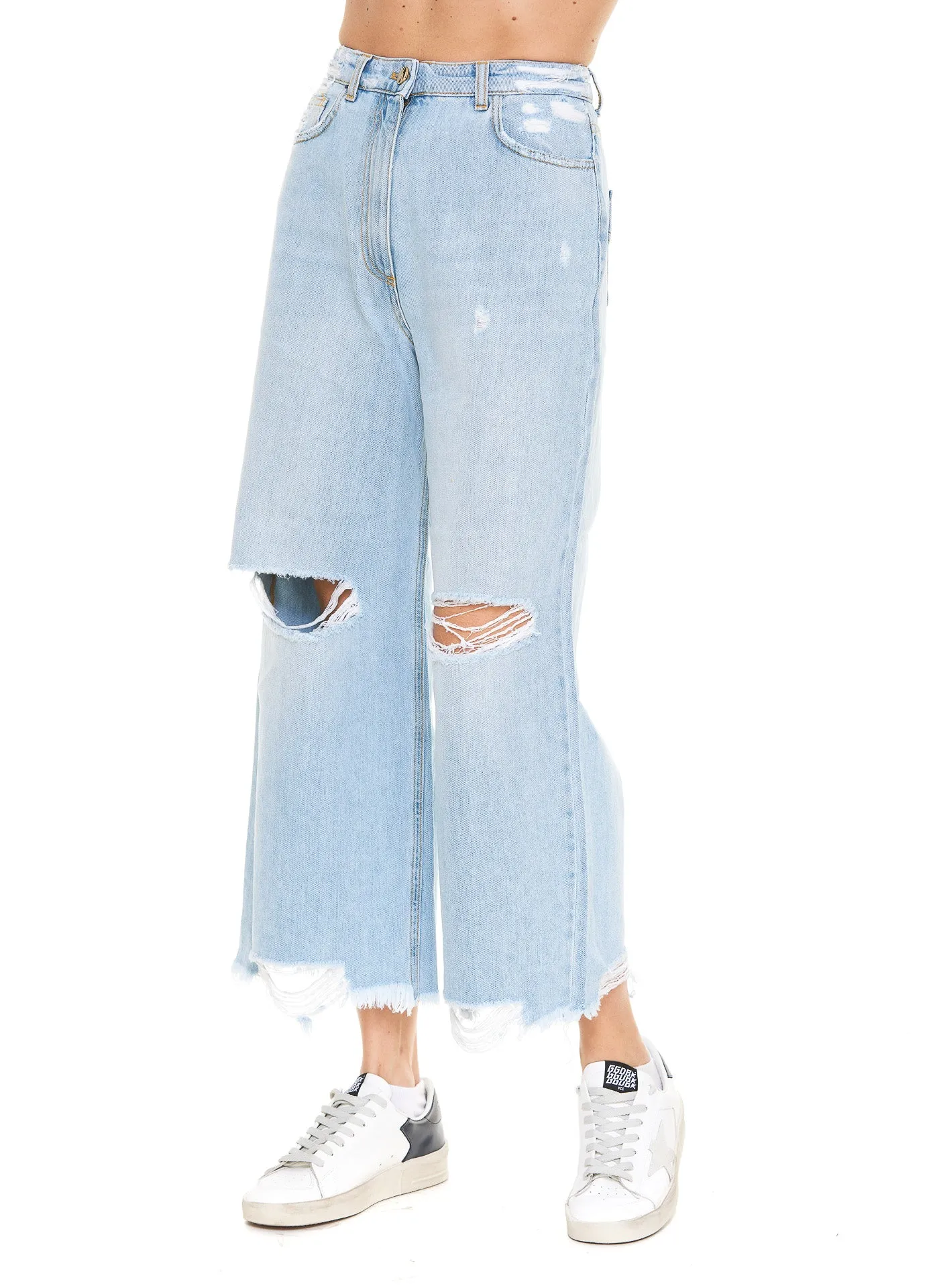 Elisabetta Franchi High-Waisted Distressed Jeans
