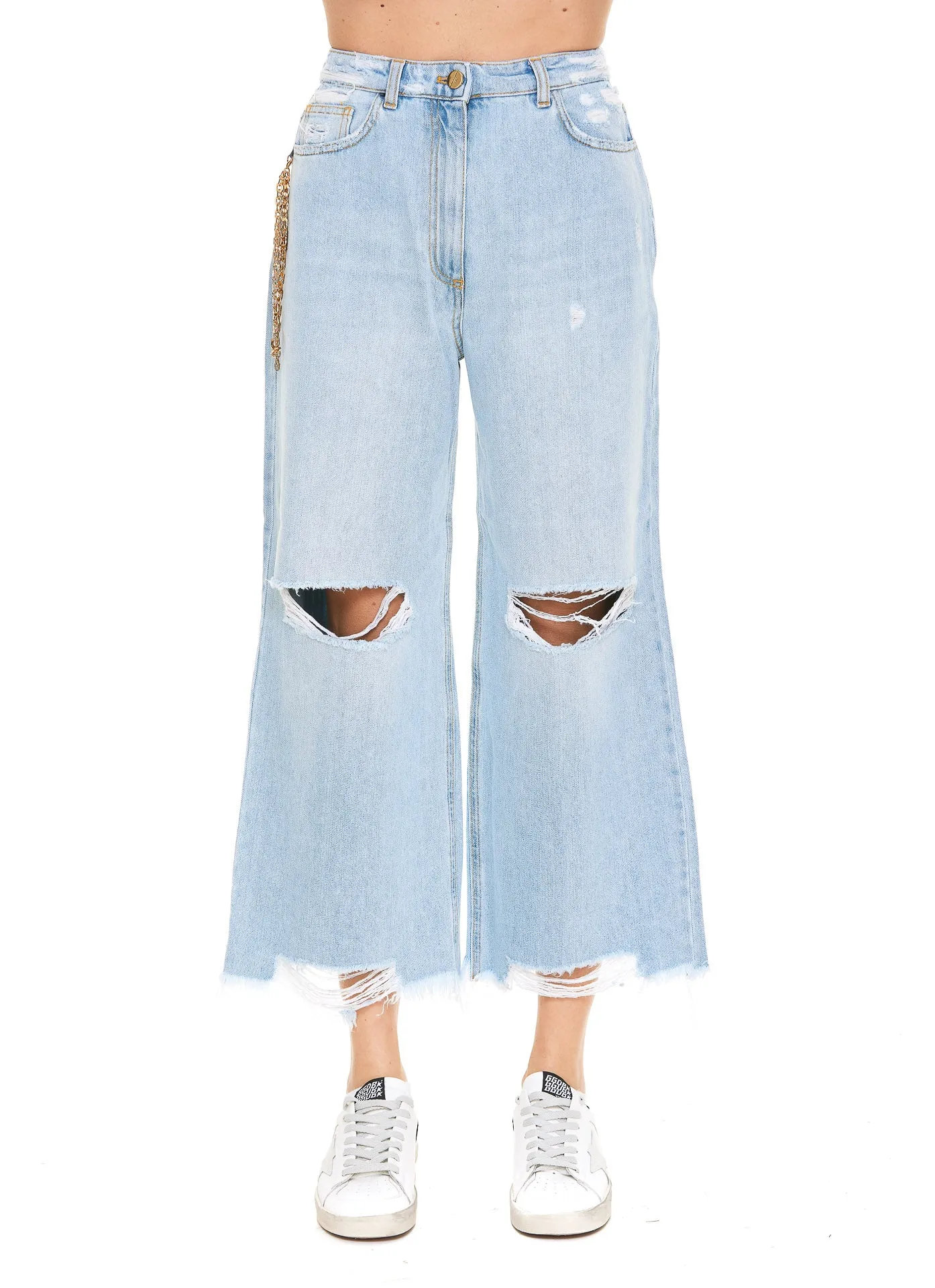 Elisabetta Franchi High-Waisted Distressed Jeans