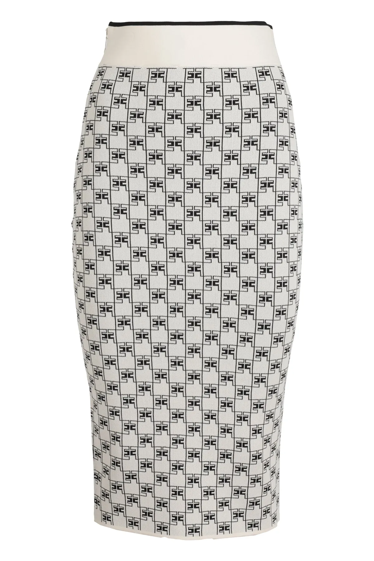 Elisabetta Franchi Jacquard Logo Midi Skirt