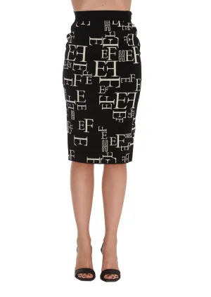Elisabetta Franchi Logo Jacquard Midi Skirt