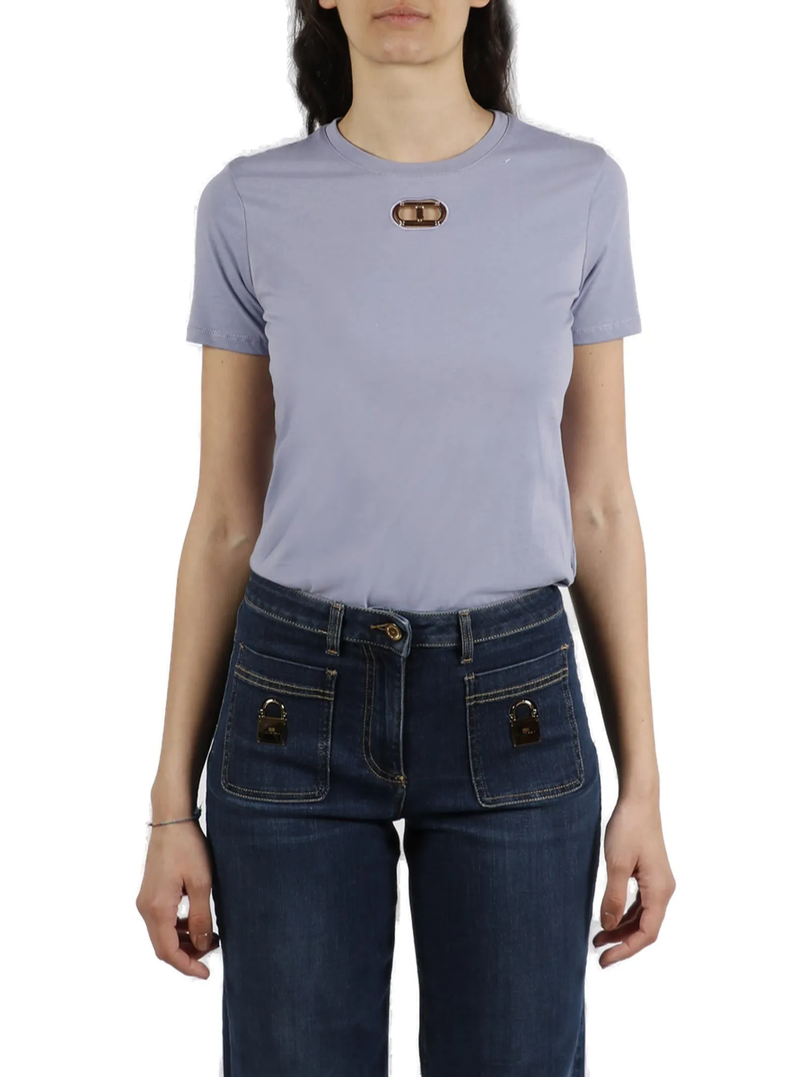 Elisabetta Franchi Logo Plaque Crewneck T-Shirt