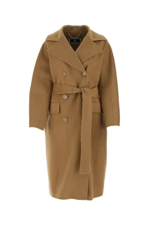 Elisabetta Franchi Tie Waist Double-Breasted Coat