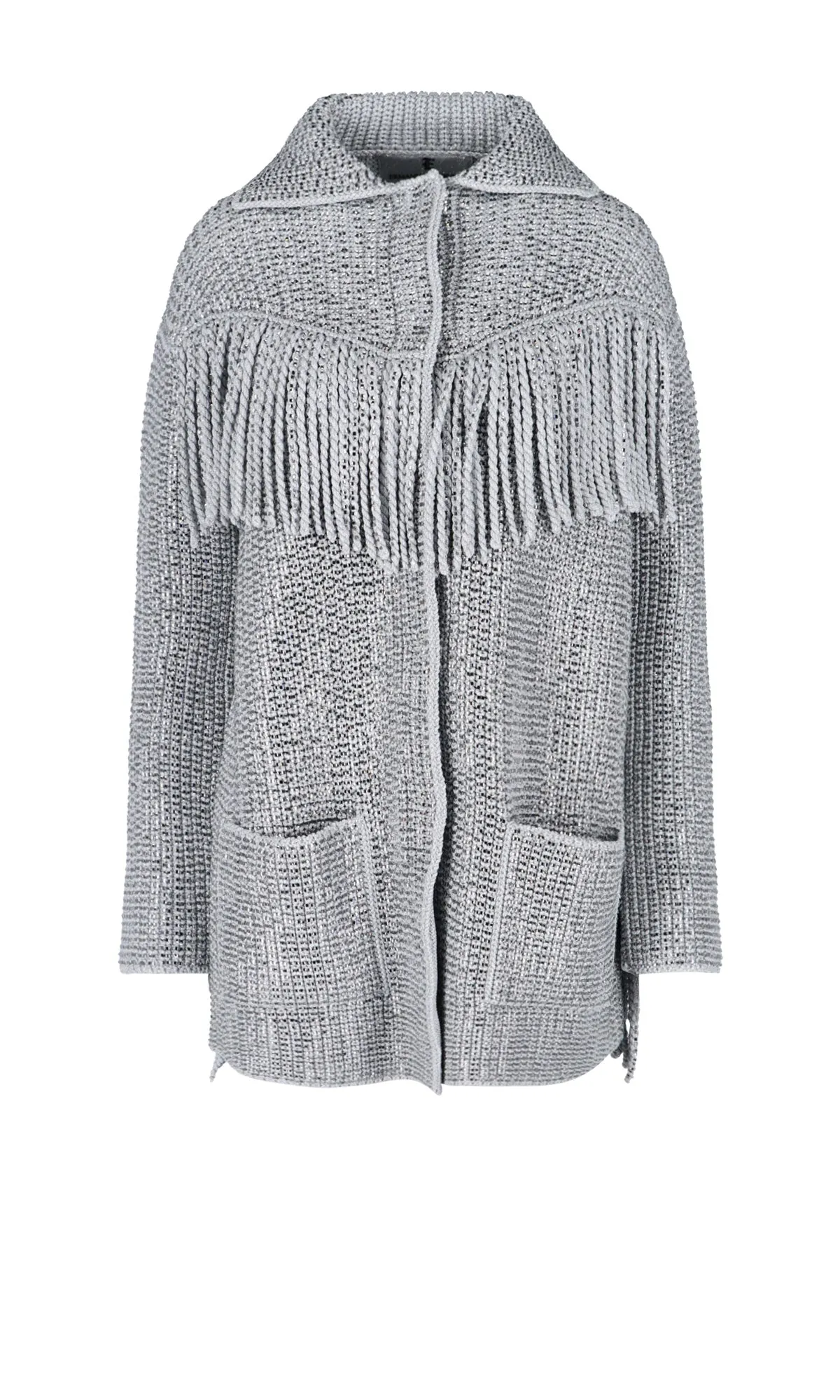 Ermanno Scervino Fringed Metallic-Detailed Card-Coat