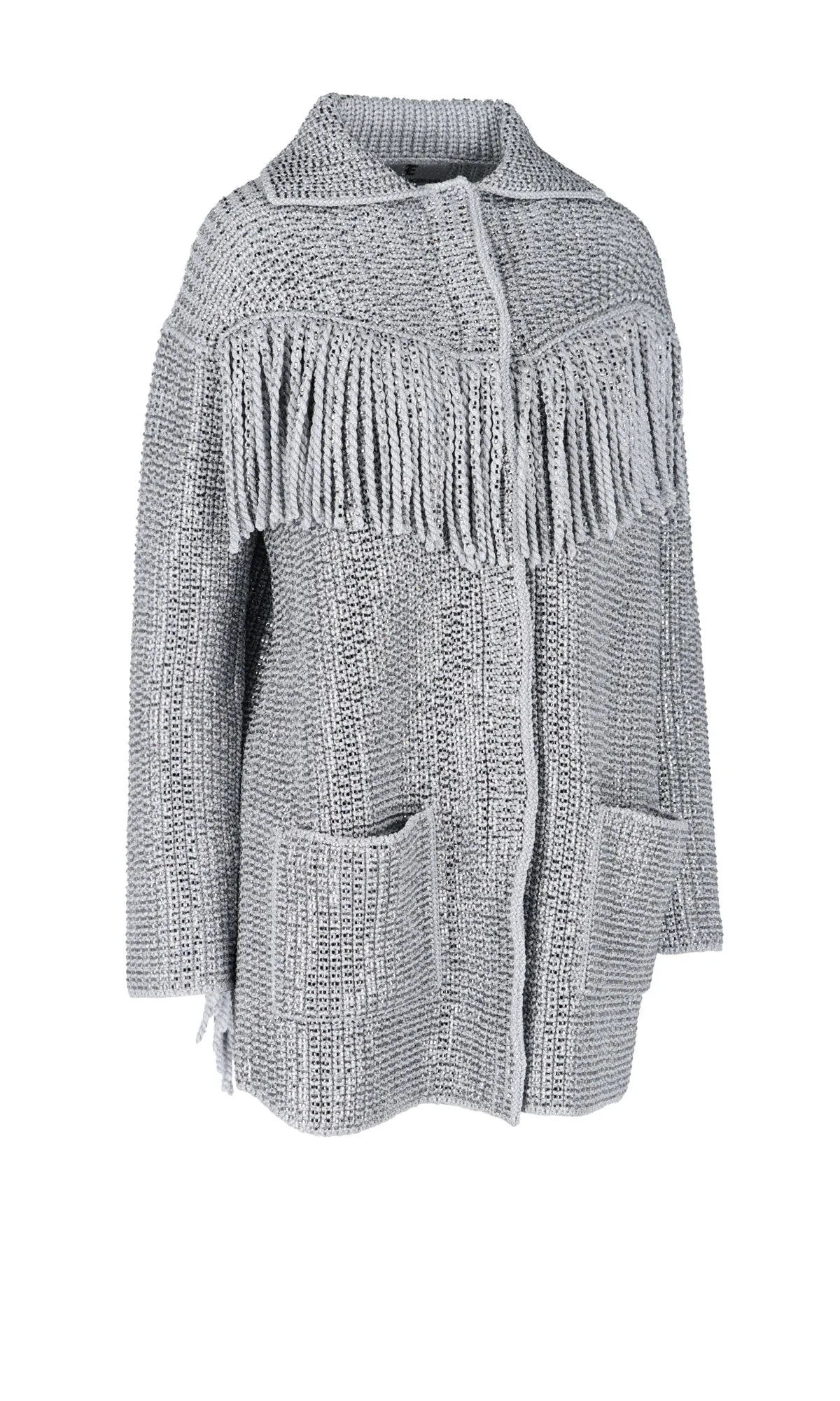 Ermanno Scervino Fringed Metallic-Detailed Card-Coat