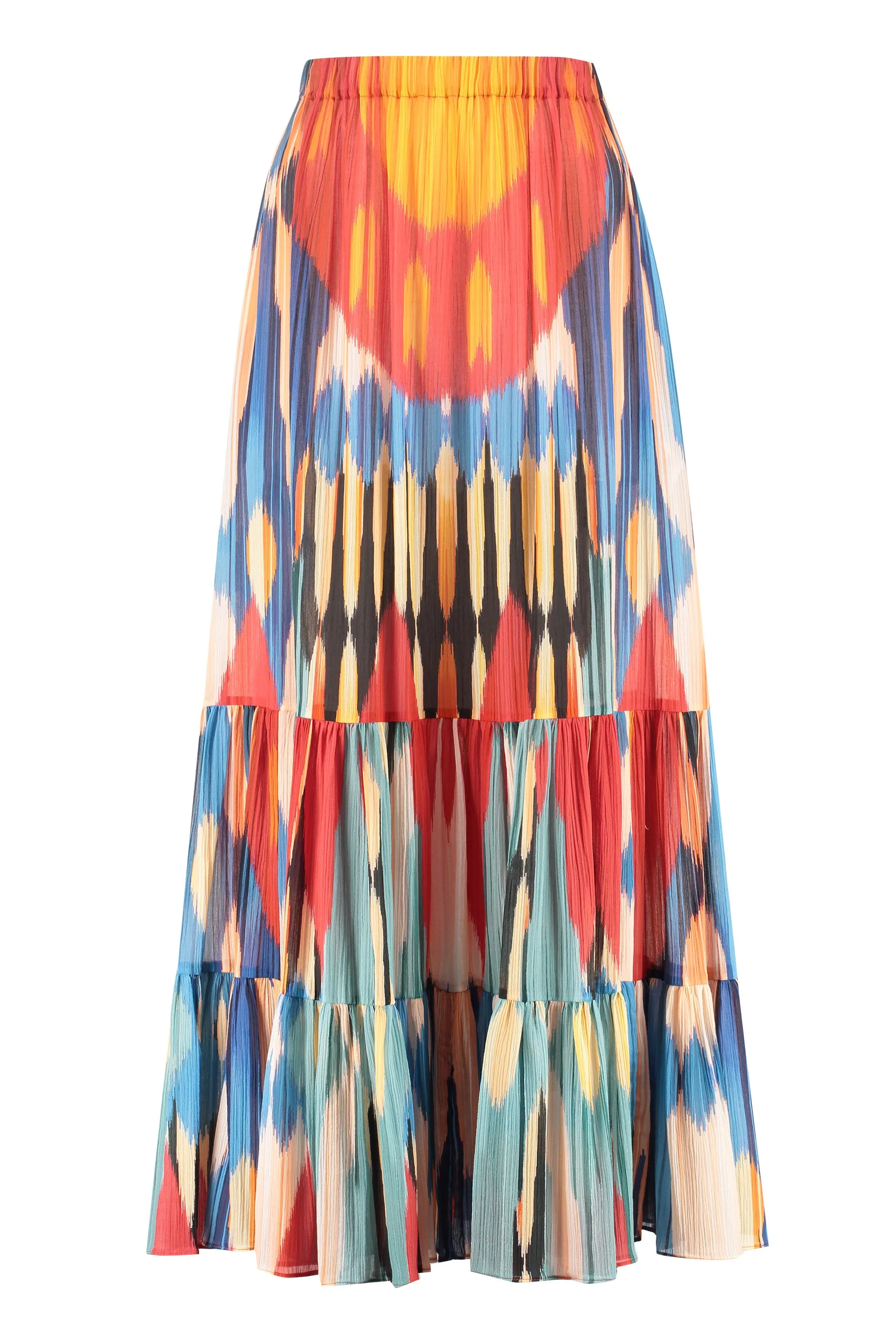 Etro Abstract Print High-Waist Tiered Skirt