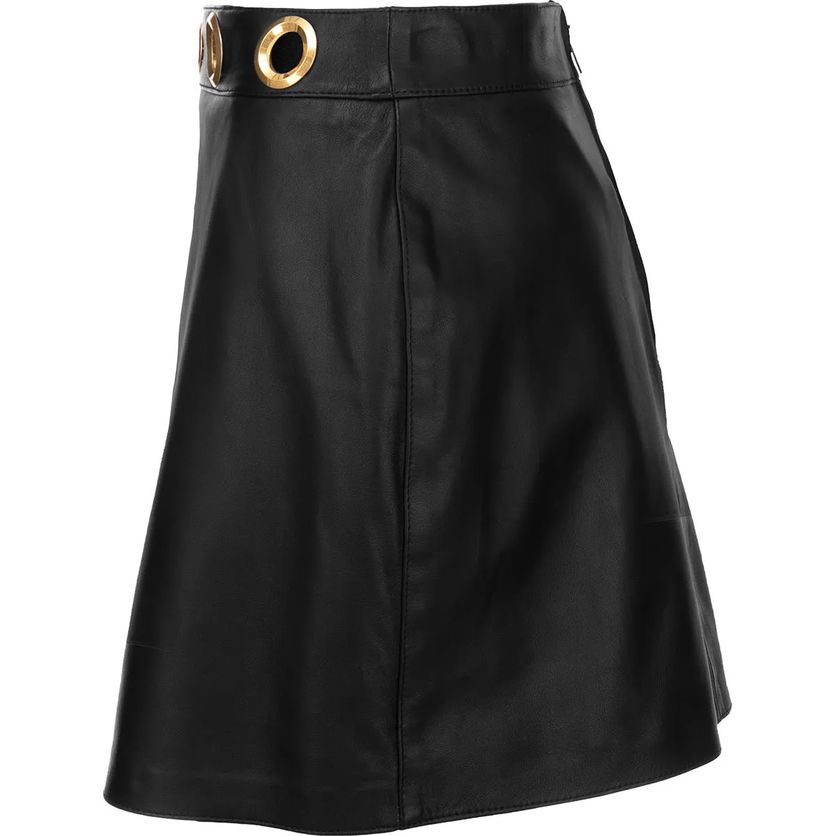 Etro High-Waist Eyelet Detailed Leather Skirt