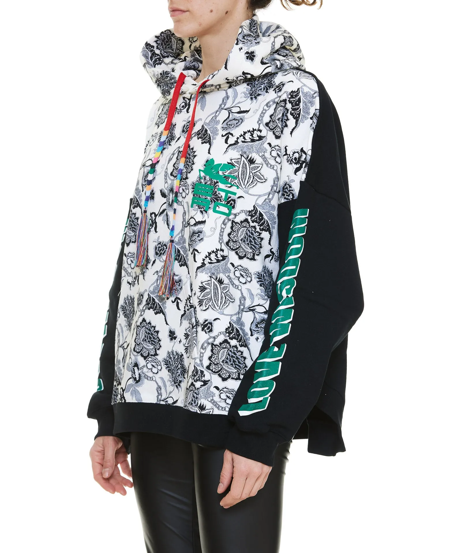 Etro Logo Embroidered Floral Print Panelled Hoodie