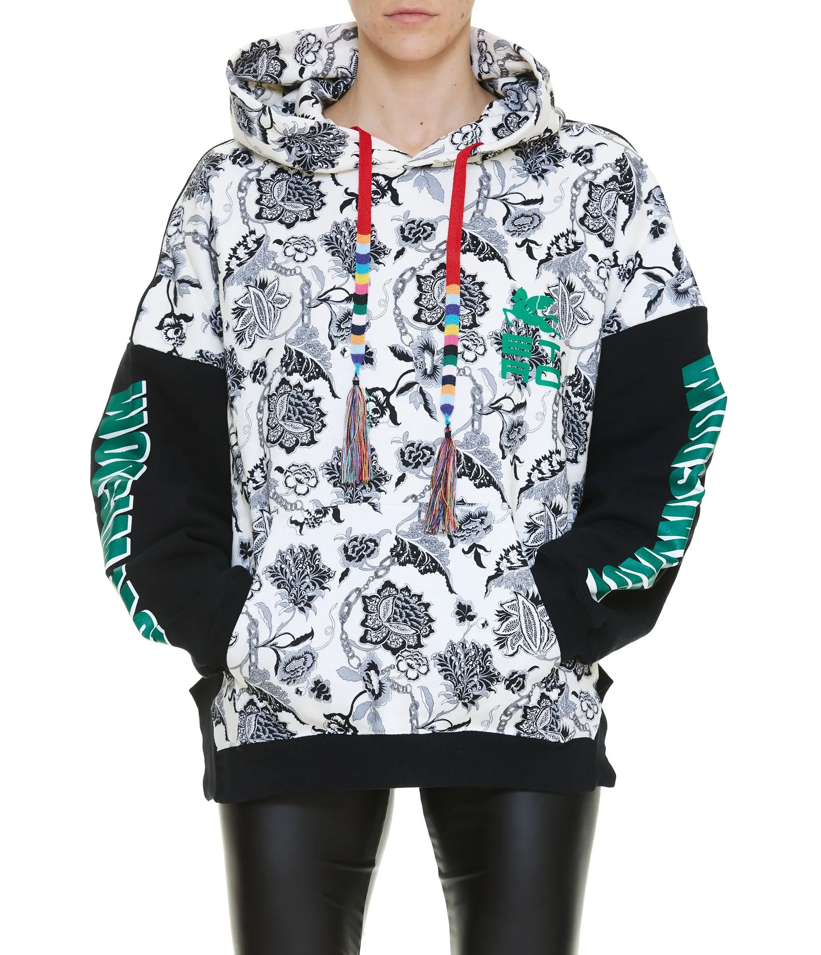 Etro Logo Embroidered Floral Print Panelled Hoodie